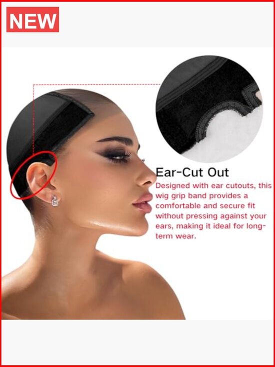 Lace Wig Grip Cap 4x5 Transparent Swiss Lace Front Non-slip Velcro Headband main image 3